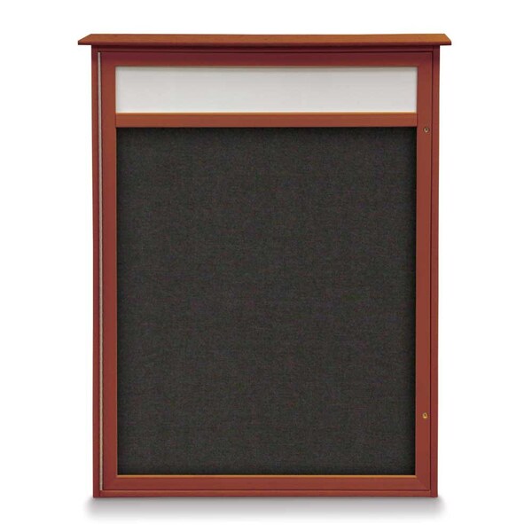 24"x36" 1-Door Enclosed Outdoor Letterboard, Grey Felt/Satin Alum